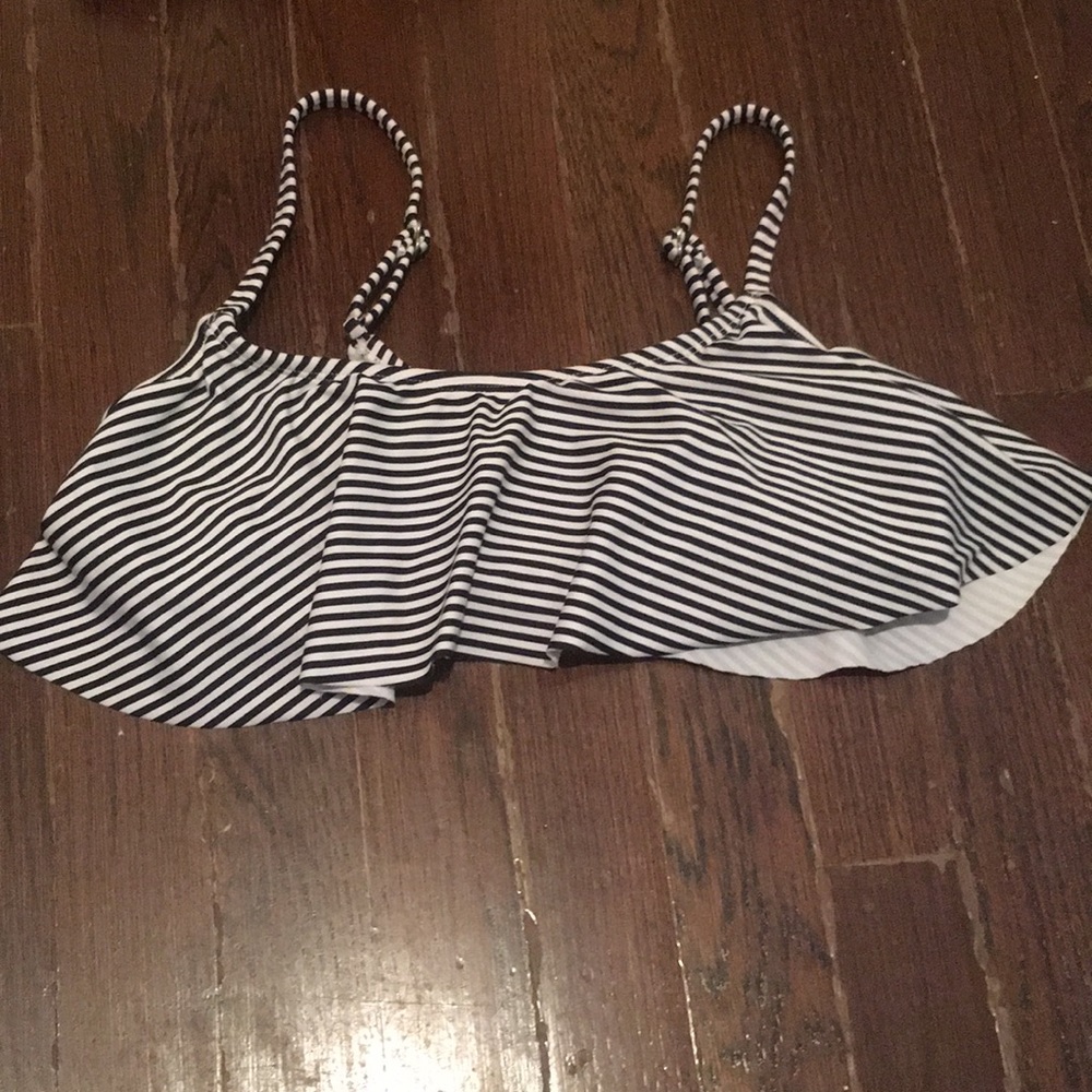 Striped shelf bathing suit top